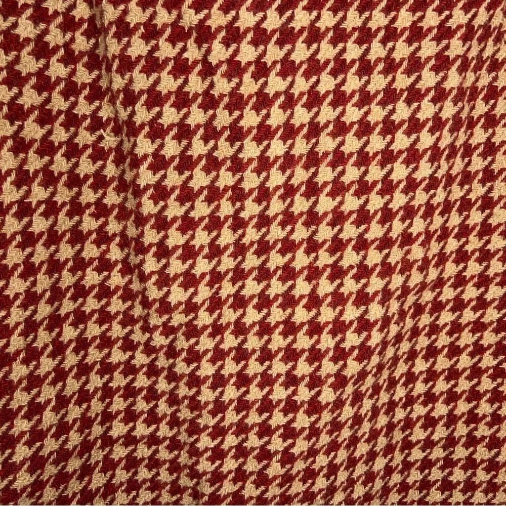 SIZE 10 VINTAGE A GIANNETTI WOOL SKIRT HOUNDSTOOTH BEIGE RED ACADEMIA